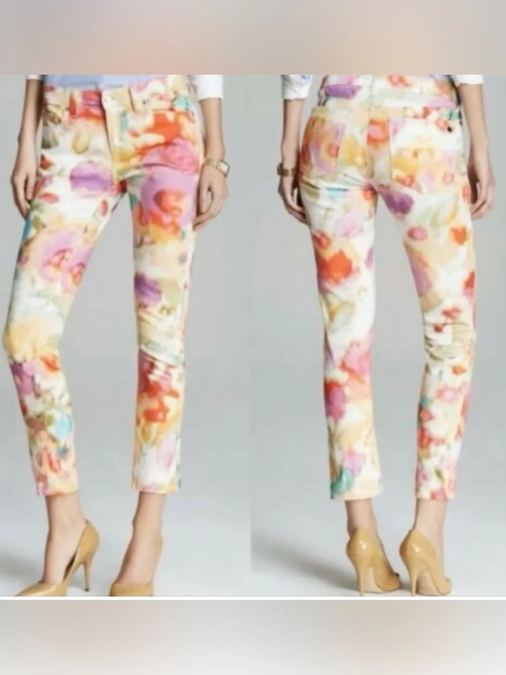 kate spade Pastel Watercolor Floral Cropped Jeans, size 26